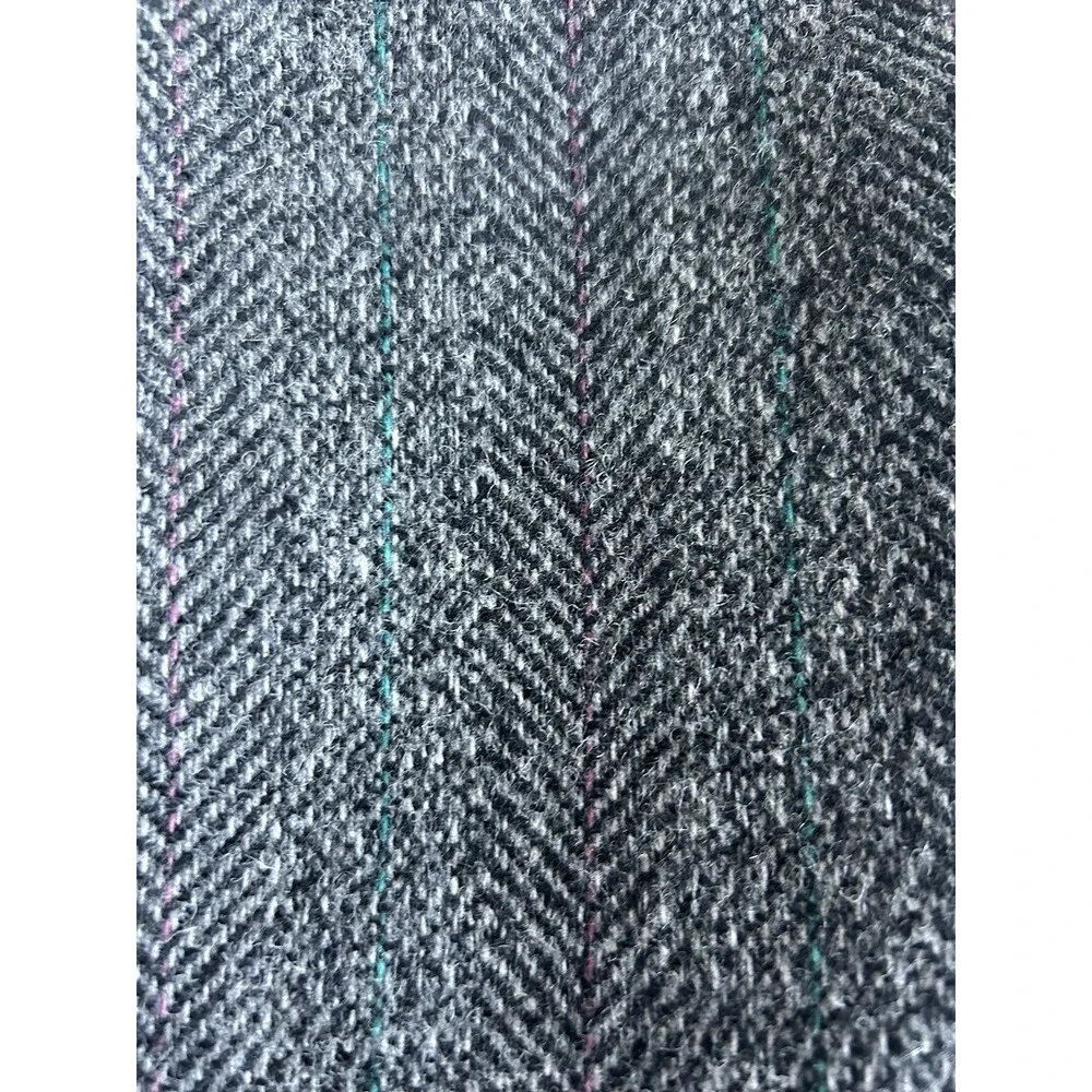 Men's Wool Sport Coat 44L Gray Herringbone 2 Button Gallery Haggar Office